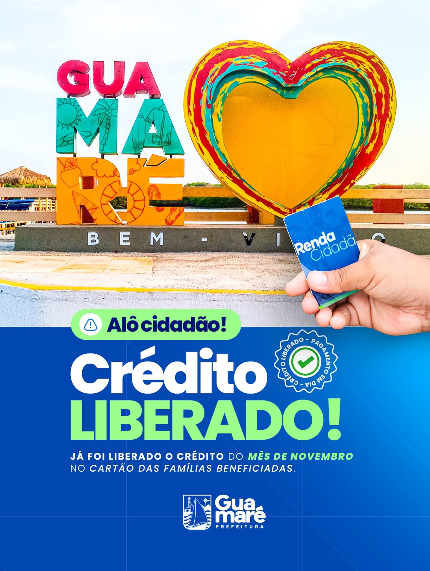 O Renda Cidadã já está na conta! @gestão do prefeito Hélio do povo