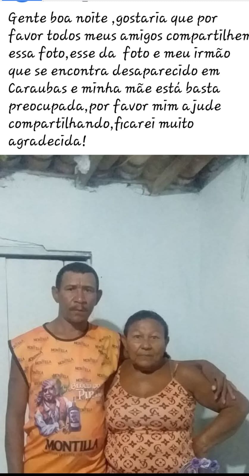 UGENTE PROCURA SE HOMEM  ESTA DESAPARECIDO !