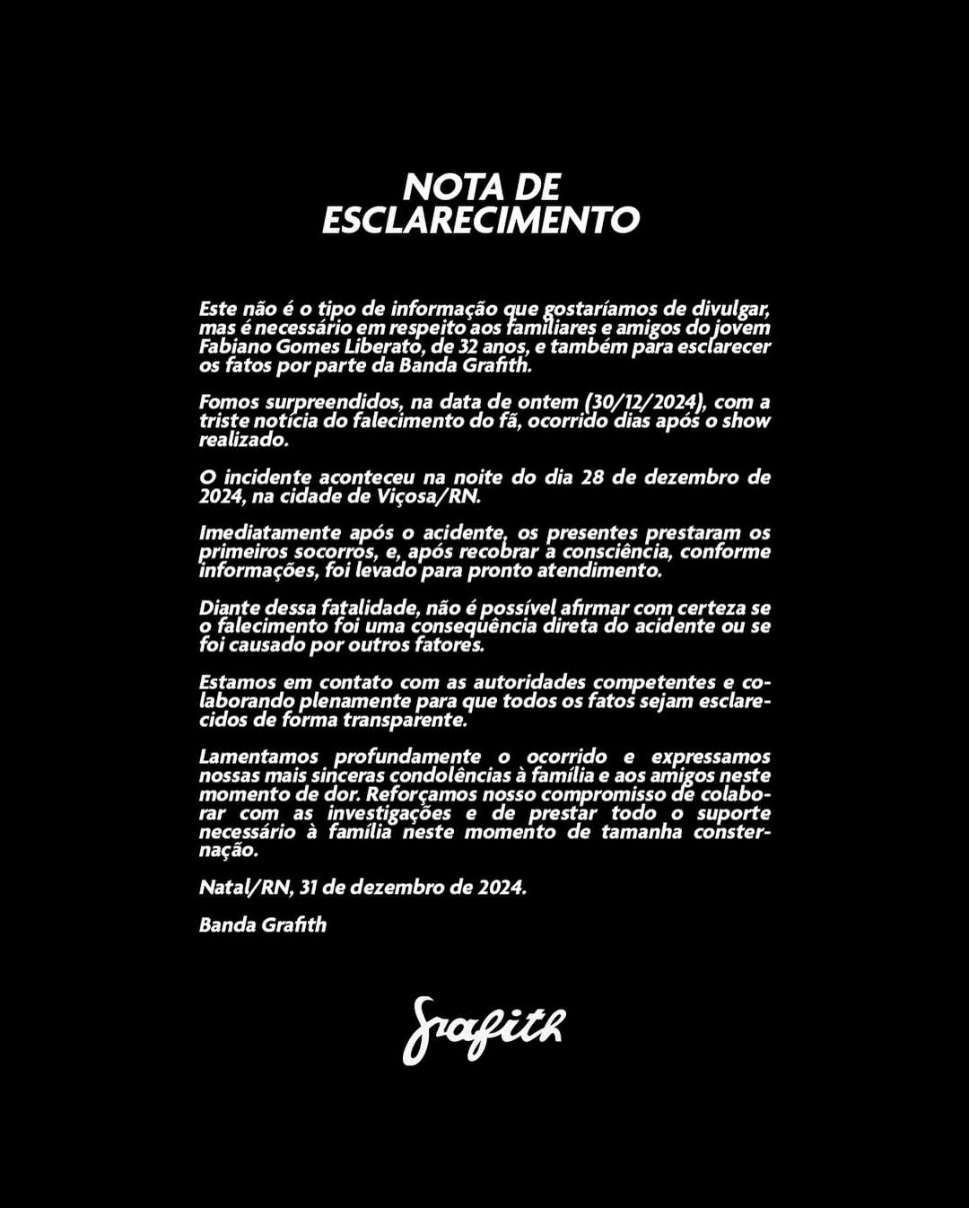 Nota de Esclarecimento Da Banda gráfith